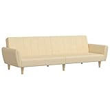 vidaXL Schlafsofa 2-Sitzer Sofa Schlaffunktion Schlafcouch Sofabett Bettsofa Gästebett Couch Tagesbett Wohnzimmersofa Polstersofa Creme Stoff