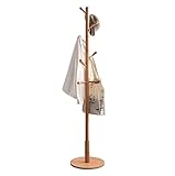 Kleiderständer Garderobenständer Freistehender Kleiderständer Mit 10 Haken Und Runder Basis Kleiderbügelständer Aus Holz Einfache Montage Kleiderablage Gaderobenstaender ( Color : B , Size : 176*39cm