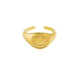 Rebelle Amsterdam - Smiley Ring Gold - Damenring - Verstellbar - Investmentring