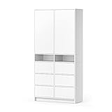 Vicco Schrank Nara 98 x 200 cm, Schlafzimmerschrank mit Schubladen, 2-türig