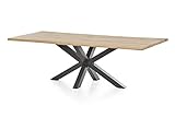 WOODLIVE DESIGN BY NATURE Massivholztisch Brian, 200 x 100 cm Tisch aus Wildeiche, massiver Esstisch mit Baumkante und Stern-Tischgestell aus Stahl, hochwertiger Esszimmertisch