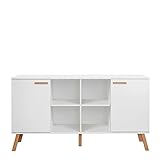 trendteam smart living Sideboard, Holz, Weiß, Buche massiv, 160 x 86 x 42 cm