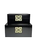 MyMod Essentials Aufbewahrungsboxen aus Holz Elegante raffinierte kleine Aufbewahrungsboxen Schwarze dekorative Boxen in glänzender Oberfläche Set mit 2 aufklappbaren Holzboxen zur Aufbewahrung von