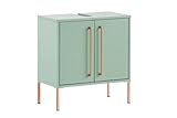 Schildmeyer Gloria Waschbeckenunterschrank 150083, Holzwerkstoff, Mint/Rosegold, 57,1 x 30,1 x 61,2 cm