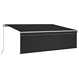 Hommdiy Gelenkarmmarkise Einziehbar mit Jalousie LED Markise Sonnenmarkise Balkonmarkise Sonnenschutz Sichtschutz Terrasse Balkon Garten Anthrazit 4 x 3 m