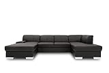 DOMO Collection Star Wohnlandschaft, U-Form, Polstergarnitur, Sofa, Couch 150 x 304 x 150 cm in Kunstleder schwarz