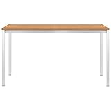 JUNZAI Garten-Esstisch, Gartentisch, Terrassentisch, Esstisch Garten, Gartenesstische, Gartenmöbel, Außentisch, 140 x 80 x 75 cm Massivholz Teak und Edelstahl