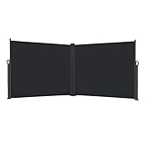 UISEBRT 180 x 600 cm Doppel seitenmarkise ausziehbar Sonnenschutz Sichtschutz für Balkon Terrasse Garten, Anthrazit