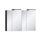 Lomadox Bad Spiegelschrank mit LED Beleuchtung 120 cm breit in anthrazit, B/H/T: ca. 120/80/16 cm