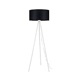 ADGO Tripod Stehleuchte 1xE27 40W Elegante Minimalistische Stehlampe für Wohnzimmer Büro Schlafzimmer Höhe 159 cm Durchmesser 52 cm Drei Beine Schirm Stoff (Weiß/Schwarz)