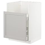 Ikea METOD bc f BREDSJÖN snk/1 FRnt/2 DRWs, 60x60 cm, Weiß/Lerhyttan Hellgrau