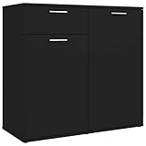 vidaXL Sideboard mit 2 Türen 1 Schublade Kommode Anrichte Mehrzweckschrank Beistellschrank Schrank Standschrank Schwarz 80x36x75cm Holzwerkstoff