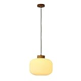 幸せな風 LED Pendelleuchte, Kronleuchter mit Lampenschirm aus weißem Glas, industrielle Retro-Pendelleuchten mit E27-Basis, verstellbare Aufhängehöhe, for Kücheninsel, Bauernhaus, Wohnzimmer