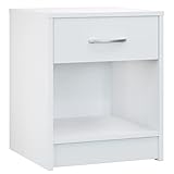 Casaria® Nachttisch Weiß mit Schublade 50 cm Boxspringbett Komforthöhe Ablage Schlafzimmer Nachtschrank Nachtkästchen Nachtkommode Holz 50 x 40 x 35 cm