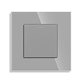 JIMEIDA Kipplichtschalter 1 Fach 1 Weg Glas Lichtschalter Grau Unterputz Taste Schalter Wandschalter Kristall Kippschalter 10 Amp,250 V