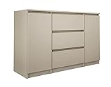 3E 3xE living.com Kommode, Sideboard mit 2 Türen, 3 Schubladen, B: 120 cm, H: 78 cm, T: 40 cm in Farbe: BEIGE