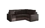 ALTDECOR Ecksofa Links mit Schlaffunktion und Bettkasten mit Gasdruckfeder, Polstercouch in L-Form Links angeordnet, rückenecht gepolstert, ideal als Gästebett - 235x162x90 cm Dunkelbraun