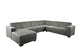 Stylefy Wohnlandschaft Sylt U-Form mit Ottomane Rechts - Sofa (HxBxL): 85x260x320 cm - Strukturstoff Preston Grau