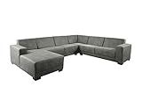 Stylefy Wohnlandschaft Sylt U-Form mit Ottomane Rechts - Sofa (HxBxL): 85x260x320 cm - Strukturstoff Preston Grau