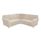 OKYUK Samt Sofabezüge 5-Sitzer, Sofaschoner L-Förmiger Super-Stretch-Couchbezug für Hunde, Katzen, Haustiere, 3-Teiliger elastischer Möbelschutz, Plüsch-Sofa-Schonbezüge (5-Sitzer)