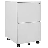 JUNZAI Aktenschrank mit Rollen, Stahlschrank, Aktenregal, Werkzeugschrank, Büroschrank, Lagerschrank, Ordnerschrank, Hellgrau 39x45x67 cm Stahl