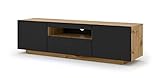 BIM Furniture Lowboard TV Schrank Aura 150 cm Hängend oder Stehen universal Unterschrank Fernsehschrank TV Board Sideboard HiFi-Tisch Hängender Schrank (Artisan Eiche und Schwarze Matte ohne LED)