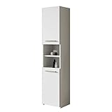 Badezimmerschrank Libra S40, Seitenschrank Hochschrank Farbauswahl Schrank Midi-Schrank Badmöbel (Weiß)