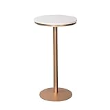 Runder Bar-Hochtisch mit goldenen Beinen und Sockel, moderner Bistro-Cocktailtisch, 55 cm/21,6 Zoll Marmor-Arbeitsplatte, einfach zu montieren, geeignet für Wohnzimmer, Café