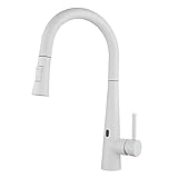 Touch-Induktions-Küchenarmatur Mit Herunterziehbarer Brause, Messing-Einhand-Küchenspüle-Wasserhahn Mit 2 Modi, Heiß- Und Kaltwassermischer-Küchenarmaturen,Weiß