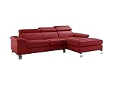 Vente-unique Ecksofa Leder - Ecke Rechts - Rot - Mishima