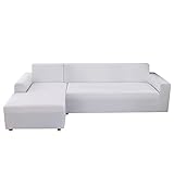 CXYKN Schnitt-Sofabezug, 2-teiliger Sofabezug, L-förmiger, weicher Sofabezug, Stretch-Sofabezug für Haustiere, Möbelschutz – Weiß-XLarge + XLarge