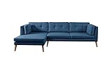 Stylefy Ecksofa Astern L-Form mit Ottomane Links - Eckcouch (HxBxL): 87x162x280 cm - Strukturstoff Inari Blau