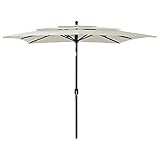 BULANED Sonnenschirm, Sonnenschutz Garten, Sonnenschirm Terrasse, Balkonsonnenschirme, Balkon Sonnenschutz, Balkon Sichtschutz Uv-schutz, mit Aluminium-Mast 3-lagig Sandfarben 2,5x2,5 m