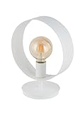 Licht-Erlebnisse Tischlampe klein PERADU Weiß Ring Metall 32cm E27 dekorative Tischleuchte Wohnzimmer Arbeitszimmer Büro