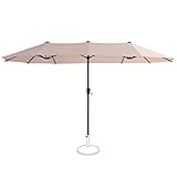 PHIVILLA Garten Sonnenschirme 380 cm×200 cm Balkonschirm großer Sonnenschirm für 6-8 Personen Terrassenmöbel Gartenschirm Handkurbel UV 50+ (Begie)