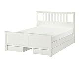 Ikea HEMNES Bettgestell mit 4 Aufbewahrungsboxen, 160x200 cm, weiß gebeizt/Luröy