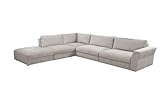 CAVADORE XXL-Eckcouch Cannes / Riesige, moderne Lounge-Sofagarnitur mit verstellbaren Rückenteilen / 359 x 80 x 294 / Flachgewebe, Hellgrau