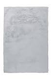 Qiyano Hochflor Teppich Hell-Grau für Wohnzimmer aus Kunstfell weich Flauschteppich Fellimitat Flauschiger Soft Shaggy Kuschel Teppich Fellteppich (Imitat), Farbe: Grau, Größe: 160 x 230 cm