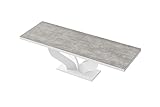 Design Esstisch Tisch HEB-222 Grau Betonoptik Beton - Weiß Hochglanz ausziehbar 160 bis 256 cm