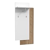 Newroom Garderobe Catania Eiche und Weiß Garderoben Set Modern - 60x129x31,5 cm (BxHxT) - Flurmöbel Kompaktgarderobe - [Mostar.Three] Flur Diele Eingangsbereich