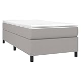 vidaXL Boxspringbett, Bettgestell mit Lattenrost, Bett Polsterbett mit Stützbeinen, Einzelbett Schlafzimmerbett, Hellgrau 90x200cm Stoff