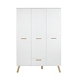 trendteam smart living Kleiderschrank Schrank, Holz, Weiß, Buche massiv, 130 x 190 x 60 cm