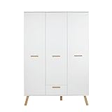 trendteam smart living Kleiderschrank Schrank, Holz, Weiß, Buche massiv, 130 x 190 x 60 cm