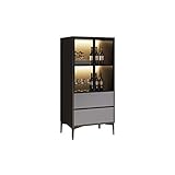 GRFIT Barschrank Leichte luxuriöse Weinschrank Moderne einfache Heimseitenschrank Kleiner Glasscheibe Fußbodenschrank Wein Lagerung Aufbewahrung Weinschrank Aufbewahrung von Flaschen (Color : B)