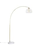 Qazqa - Moderne Bogenlampe Messing mit klarem Glas - Arc I Wohnzimmer I Schlafzimmer - Stahl Länglich - LED geeignet E27