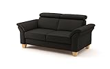 CAVADORE Echtleder 2er-Sofa Ammerland / Landhaus-Sofa mit Federkern + Kopfteilverstellung / 156 x 84 x 93 / Leder Dunkelbraun