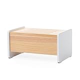 CHILDHOME, 2-in-1 Tritthocker, Holztritt, Trittschemel,Kinderschemel, Aufbewahrungsbox, rutschfest, mitwachsend, robust, stabil, 35 x 23 x 18, Naturweiß
