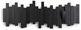 Umbra Stäbchen Garderobenhaken – Moderne und Platzsparende Garderobenleiste mit 5 Beweglichen Haken für Jacken, Mäntel, Schals, Handtaschen und Mehr, Schwarz