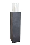 Windlichtsäule Boden-Windlicht Kerzenhalter Deko-Laterne Fiberzement Lumira 97 cm hoch Grau