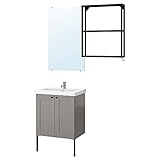 Ikea TVÄLLEN/ENHET Badmöbel 11er Set 64x43x87 cm grau Gestell / anthrazit Pilkån Wasserhahn
